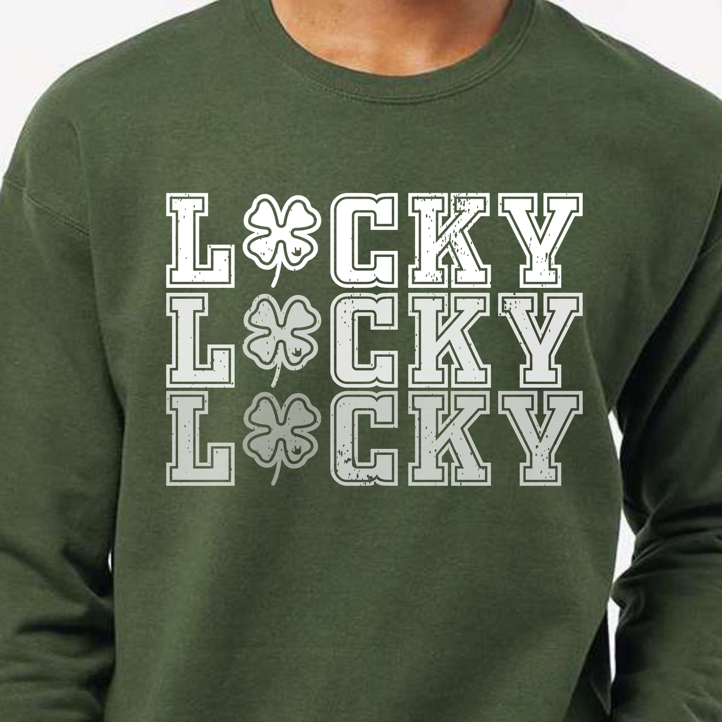 Crew Sweatshirt -  LUCKY LUCKY LUCKY w/Clovers