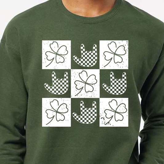 Crew Sweatshirt - Clovers/ILU Checkers