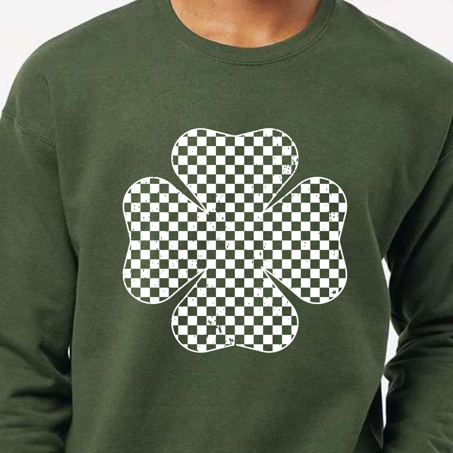 Crew Sweatshirt - Clovers w/ Checkers - Two print options