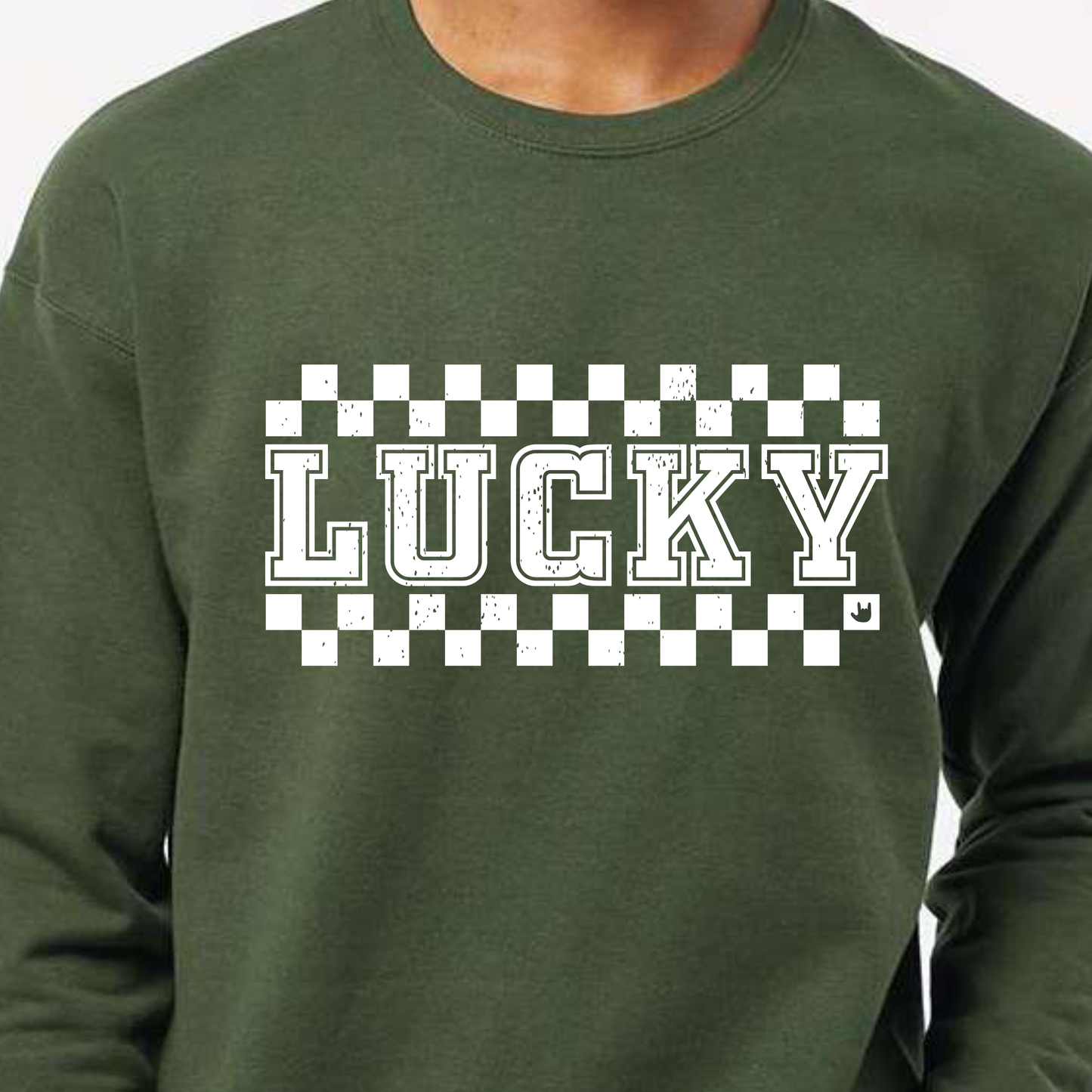 Crew Sweatshirt - LUCKY w/ Checkers - Two print options