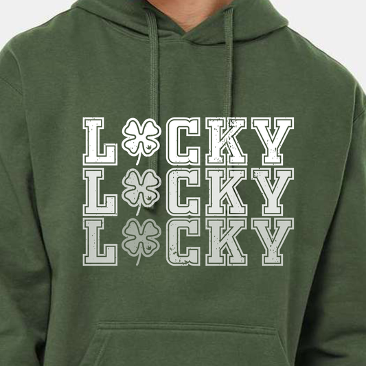 Hoodie Sweatshirt -  LUCKY LUCKY LUCKY w/Clovers