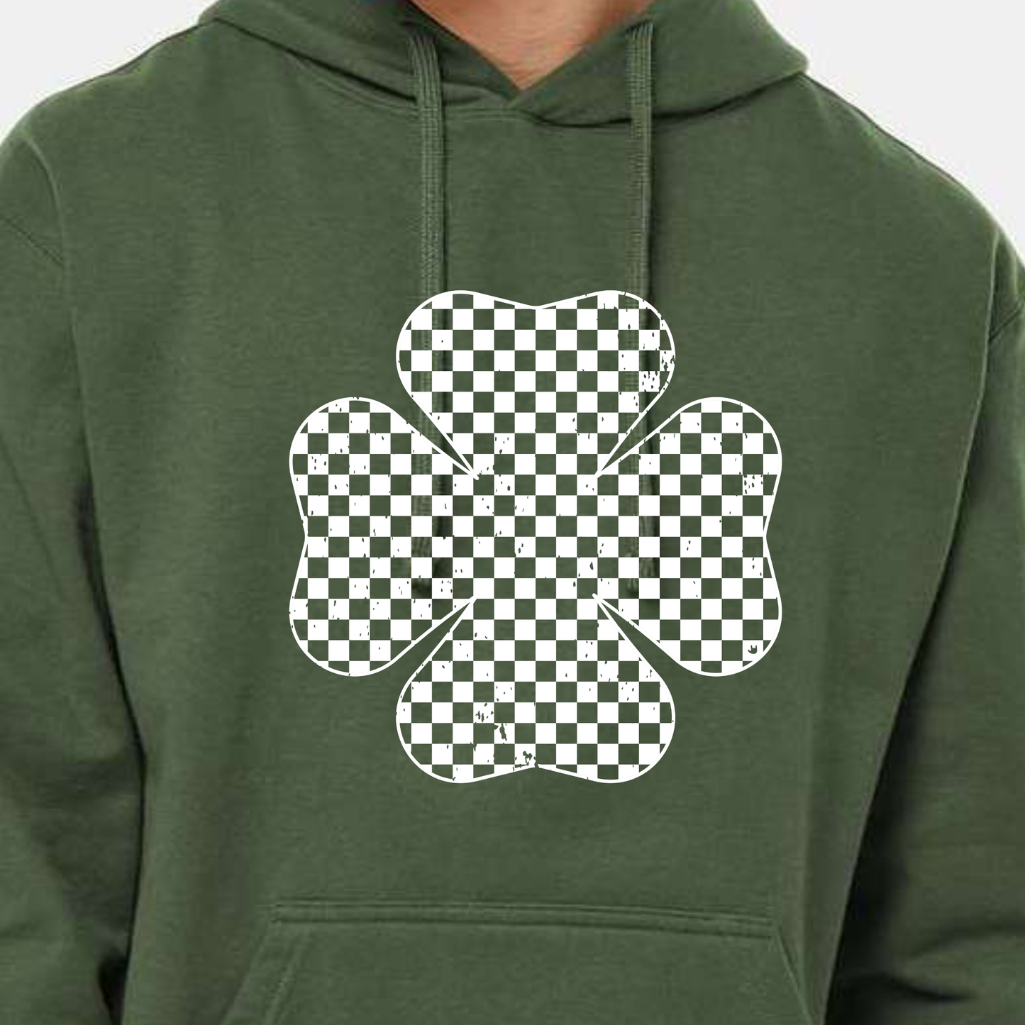 Hoodie Sweatshirt - Clovers w/ Checkers - Two print options