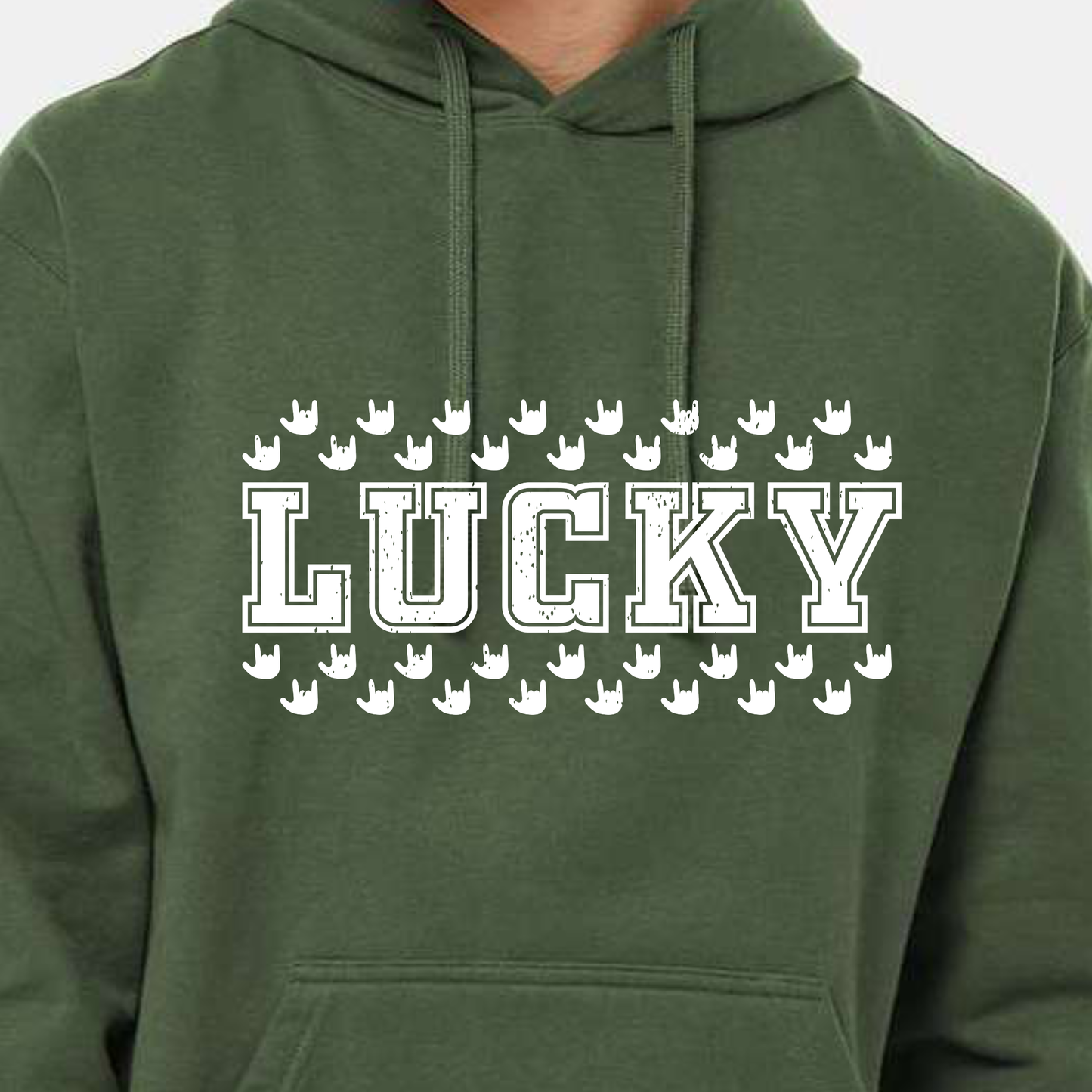 Hoodie Sweatshirt - LUCKY w/ Checkers - Two print options