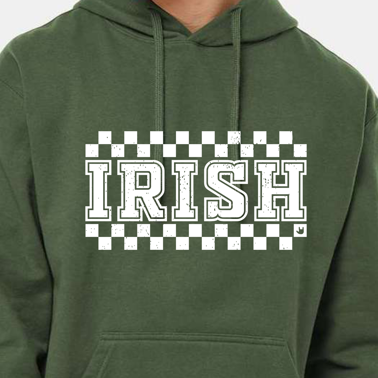 Hoodie Sweatshirt IRISH w/ Checkers - Two print options